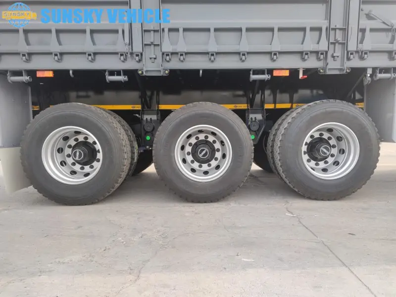 Trailer with Drop Sides tire and suspension