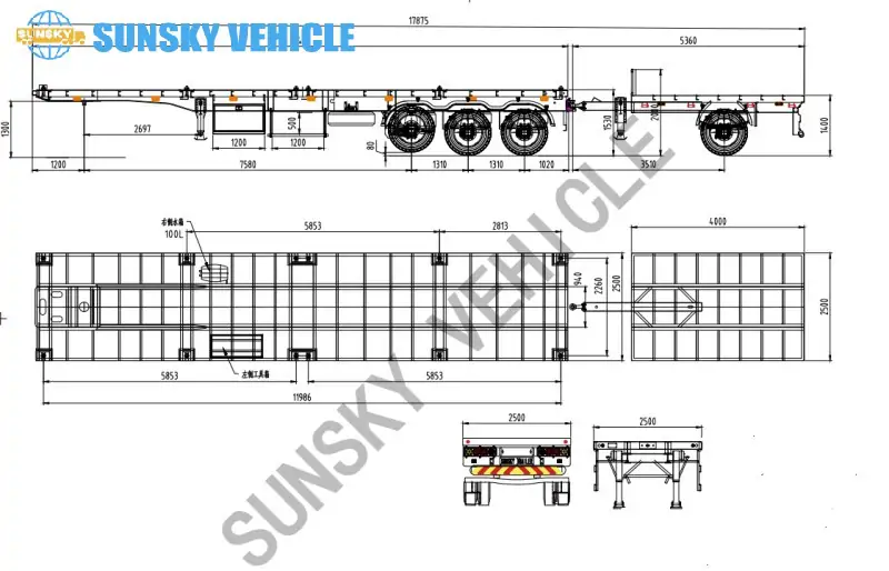 flatbed trailer with dangler trailer draw